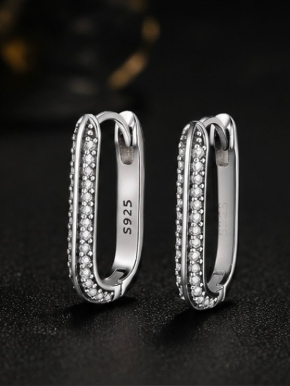 925 Sterling Silver CZ Hoop Earrings Minimalist Huggie Hoops Sparkling Everyday